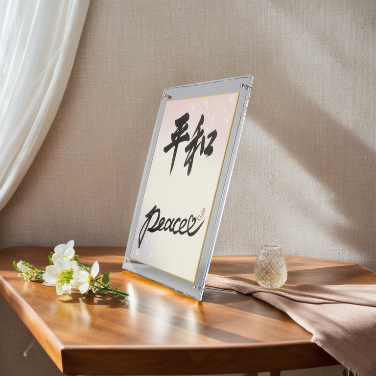 Heiwa "Peace" en japonais - Cadre claire acrylique (livraison gratuite)