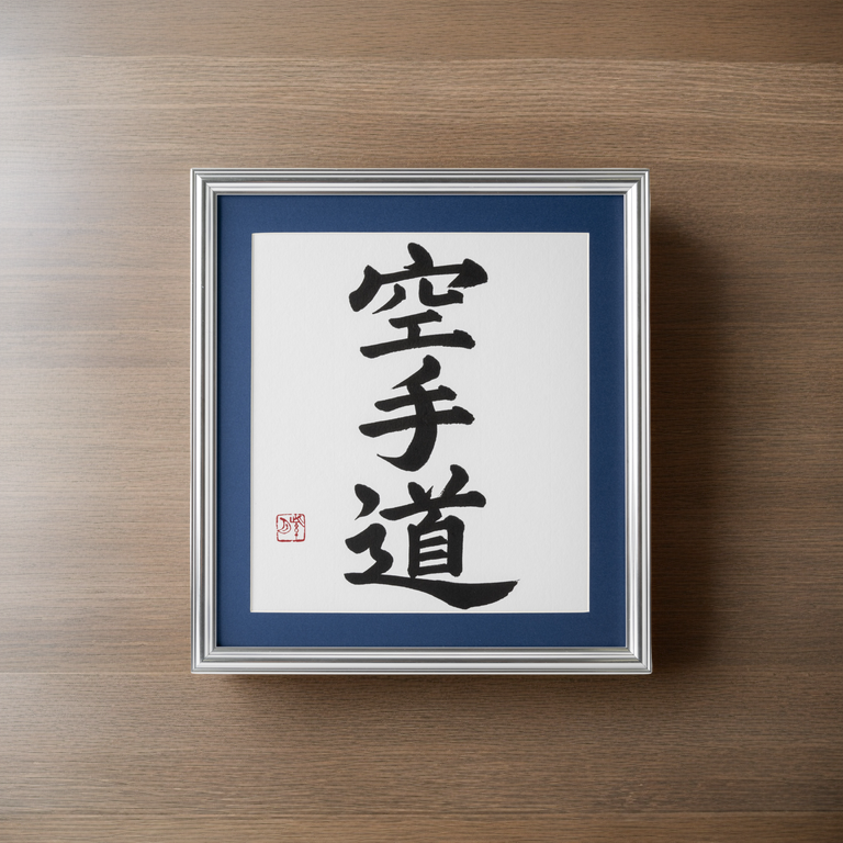 Spirit of "Karate-do" - Silver Frame with Blue Mat (Free Shipping)