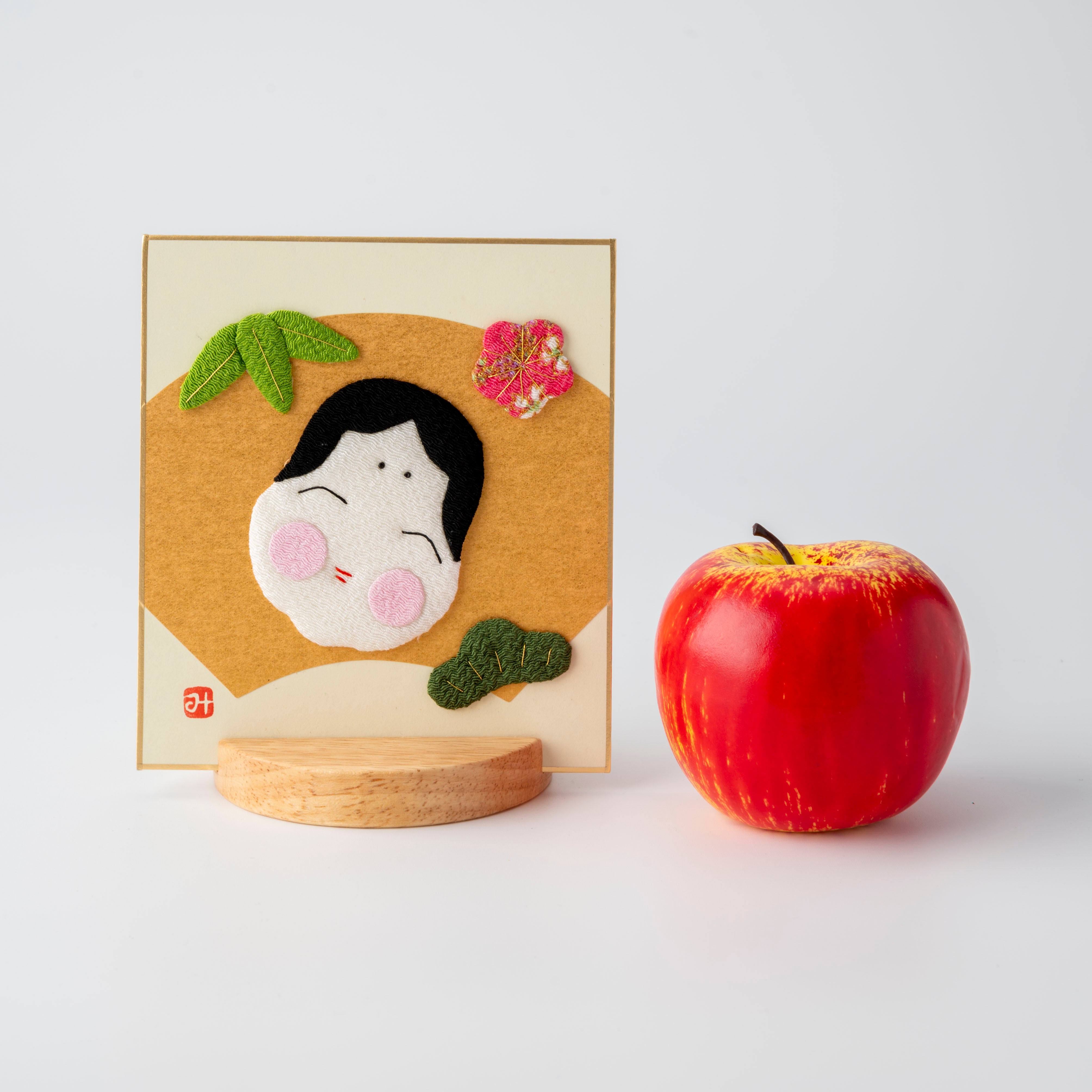 Ofuku-san - Raised Cloth Artwork, Includes a Wooden Stand