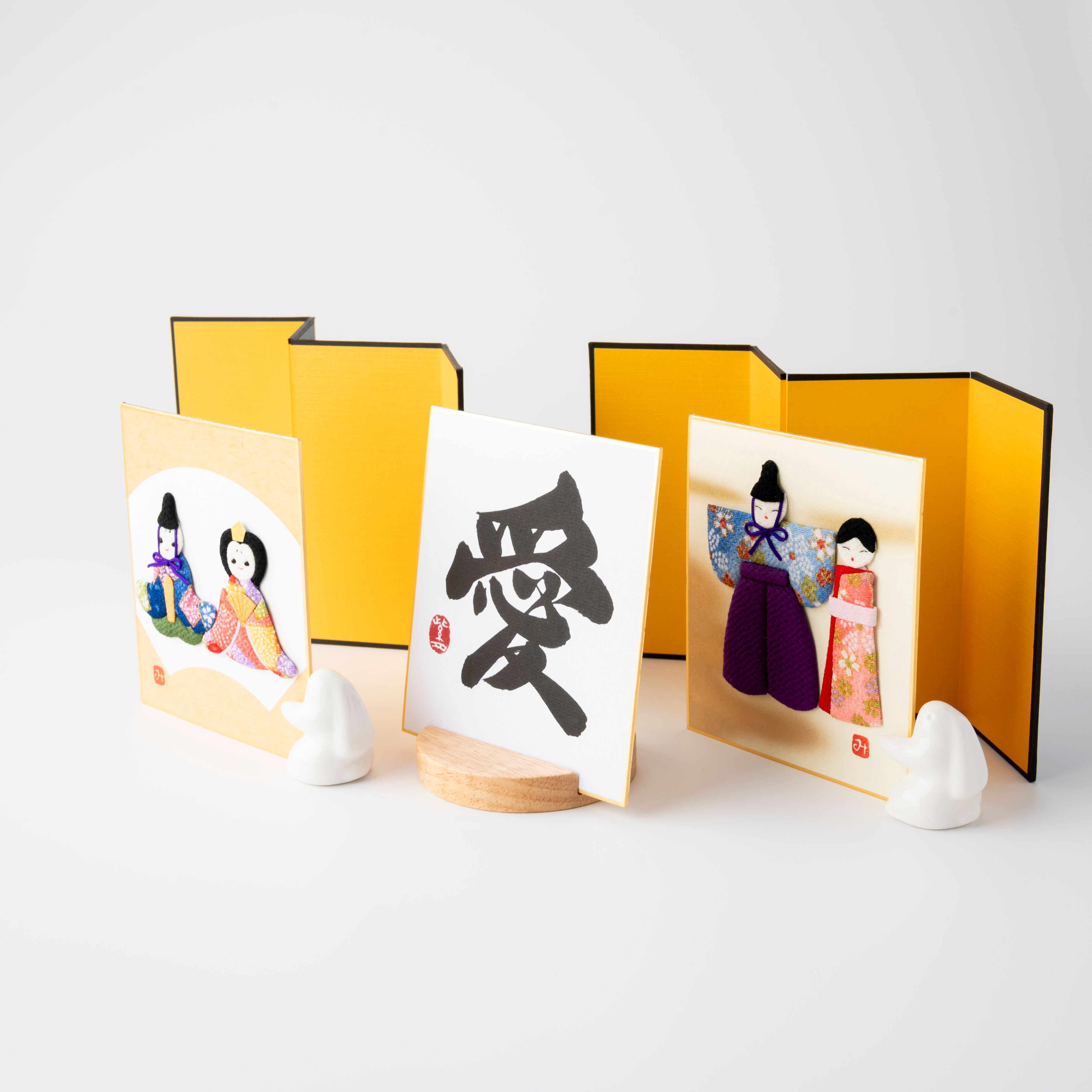 Bundled Product: Themed "Love" - Shodo and Raised Cloth Artwork, Design 1