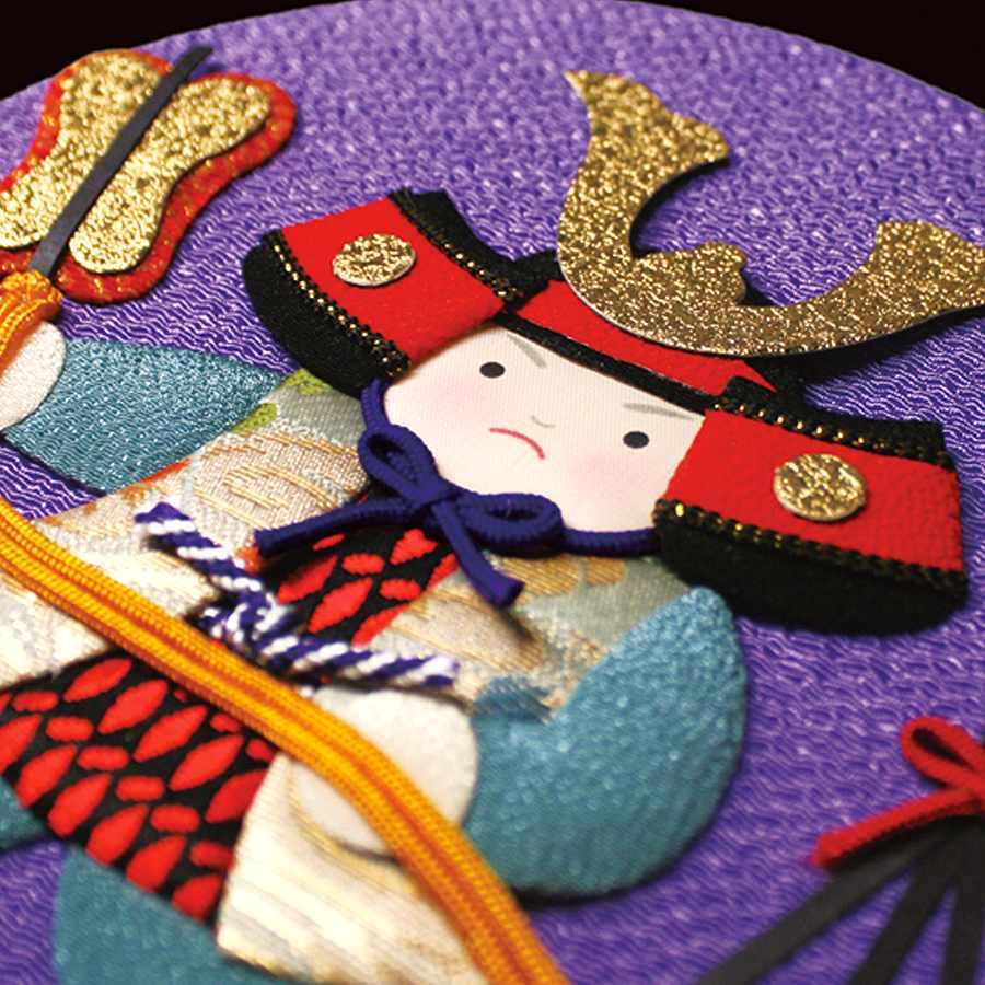 A Child Samurai - Praying for the healthy growth of children in traditional Japanese style, Raised Cloth Artwork