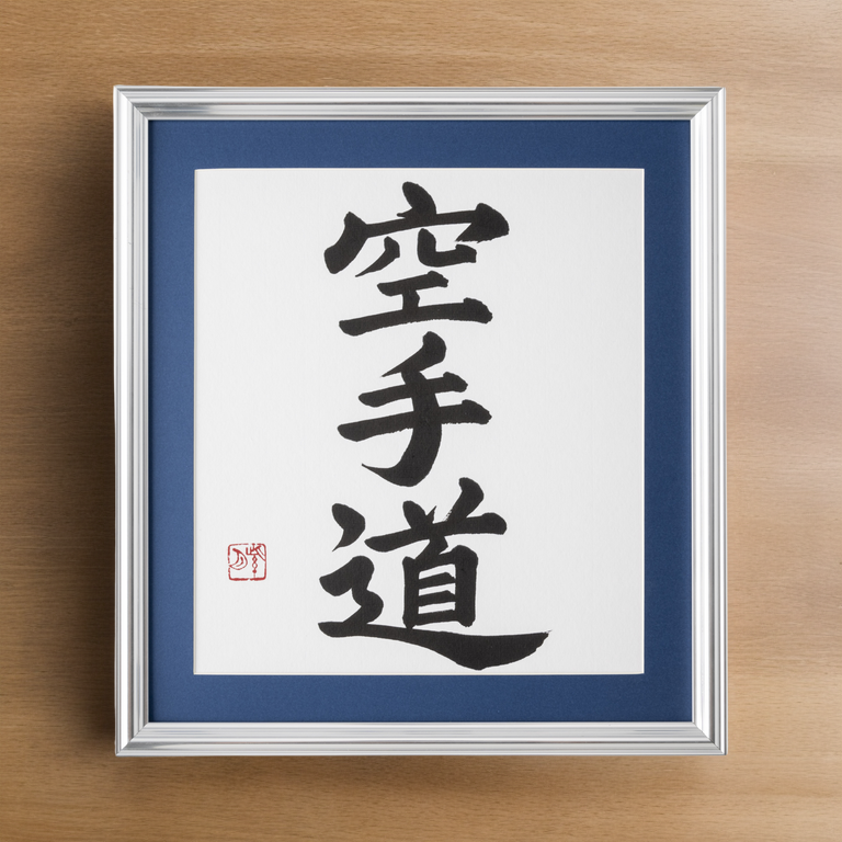 Spirit of "Karate-do" - Silver Frame with Blue Mat (Free Shipping)